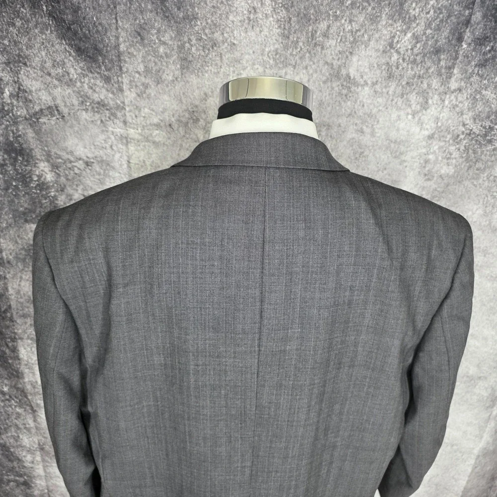 Joseph & Feiss Blazer Mens 46R Gray Herringbone‎ Sports Coat Pure New Wool 2 B